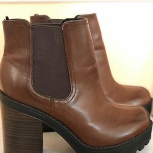 H&M brown faux leather high heeled boots